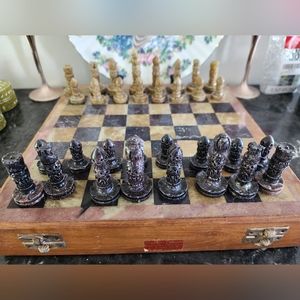 Marble and granite chess set